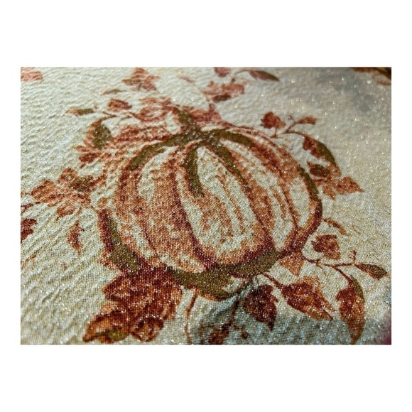 FALL TABLECLOTH Rachel Ashwell Orange Pumpkin Metallic  The Farmhouse 69” x 57” - Picture 6 of 15